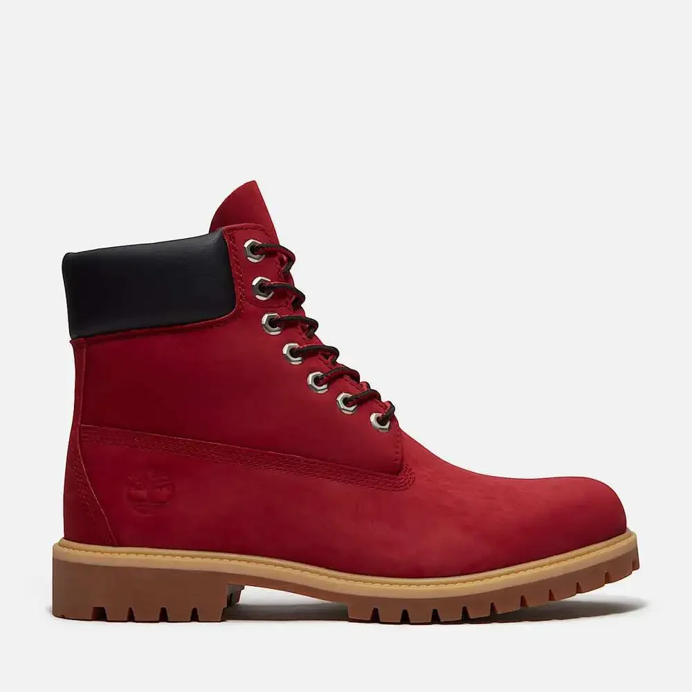 TIMBERLAND MEN'S 7 PREMIUM 6 INCH WP BOOTS DARK RED NUBUCK NIB